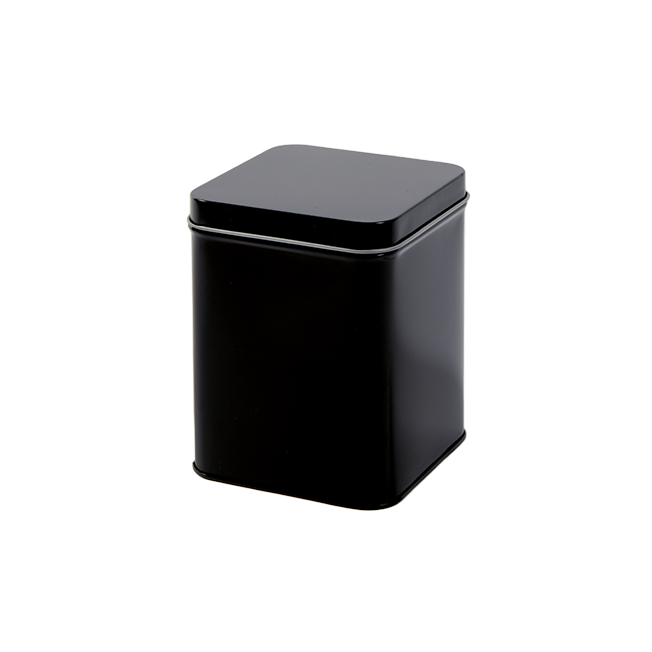 Vierkant blik M zwart 200 gram) - 88x88x115 mm