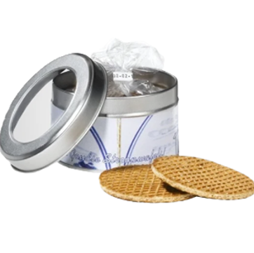 BS1025 Rond stroopwafel blik met vensterdeksel