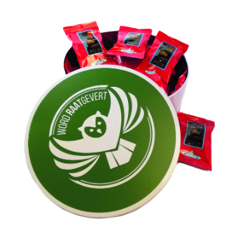 BS1100 Kerst koek trommel met bedrukking met koffiekoek