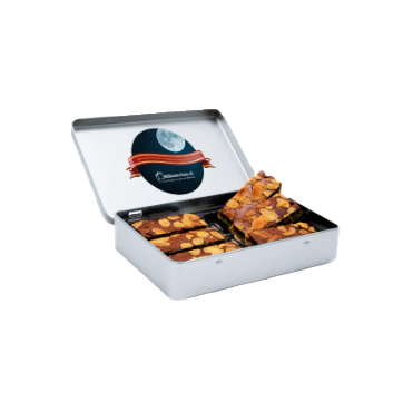 Sinterklaas blik met gevulde speculaas met een bedrukking