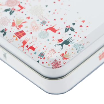 BS2100 Kerst blik vierkant inclusief onderzetters wit