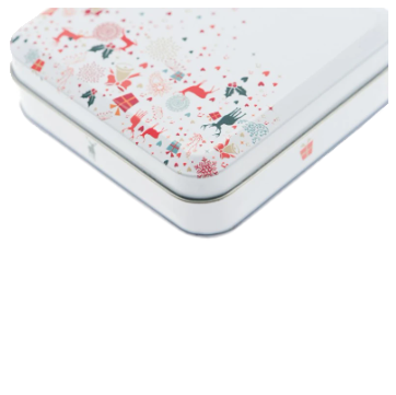 BS2100 Kerst blik vierkant inclusief onderzetters wit