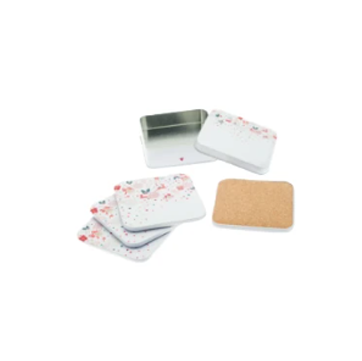 BS2100 Kerst blik vierkant inclusief onderzetters wit