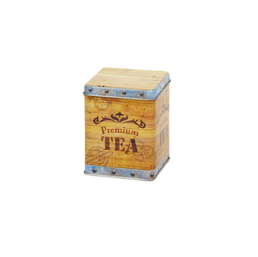 BS5055 Vierkant theeblik met bedrukking van een kist