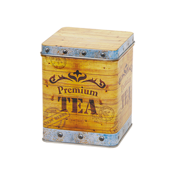 BS5056 vierkant theeblik bedrukt als een oude kist