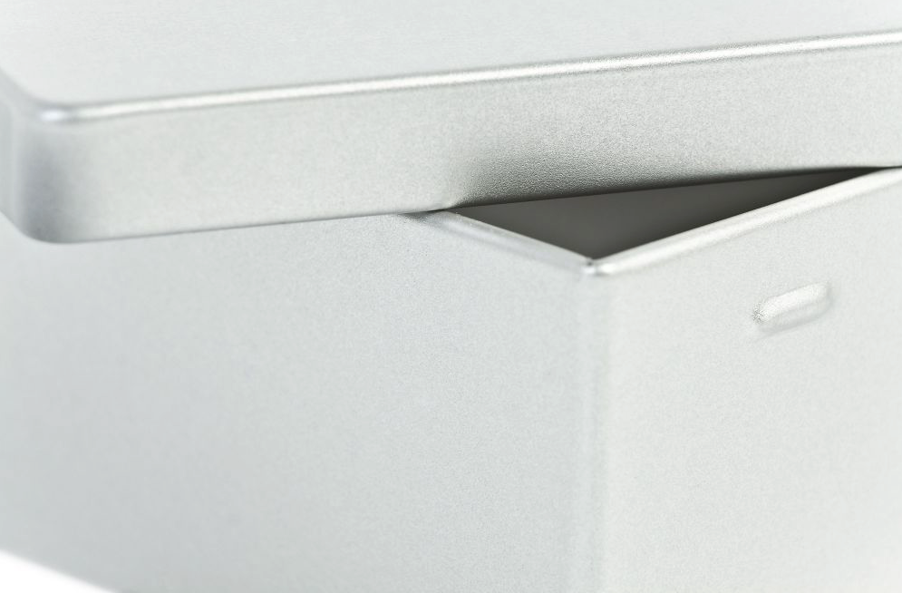 Rechthoekig blik extra klein met luxe deksel - detail deksel