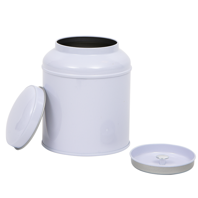 BLIK MET DUBBEL (KOEPEL)DEKSEL - WIT - Ø100X130 MM